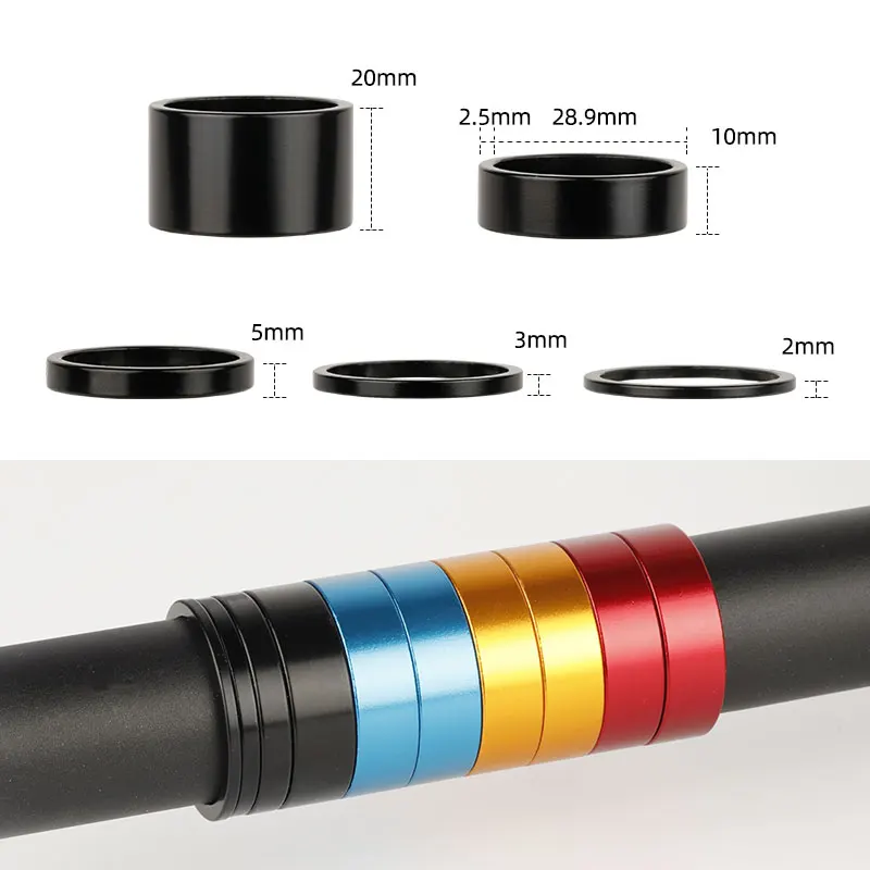 Entretoise de casque de vélo 2 3 5 10 20mm, rondelle en aluminium pour tube de direction 1-1/8 28.6mm, tige de fourche BMX de route vtt recommande Sister Ring