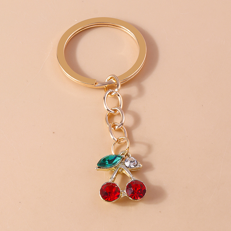 Bella cristallo ciliegia portachiavi strass portachiavi pendenti per le donne ragazze borsetta arredamento incantesimi gioielli fai da te regali: nero