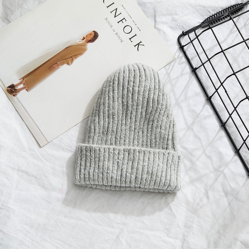 Huer kvinder solid strikket varm blød trendy hatte enkel koreansk stil dame uld afslappet kasketter matchende hue: 7