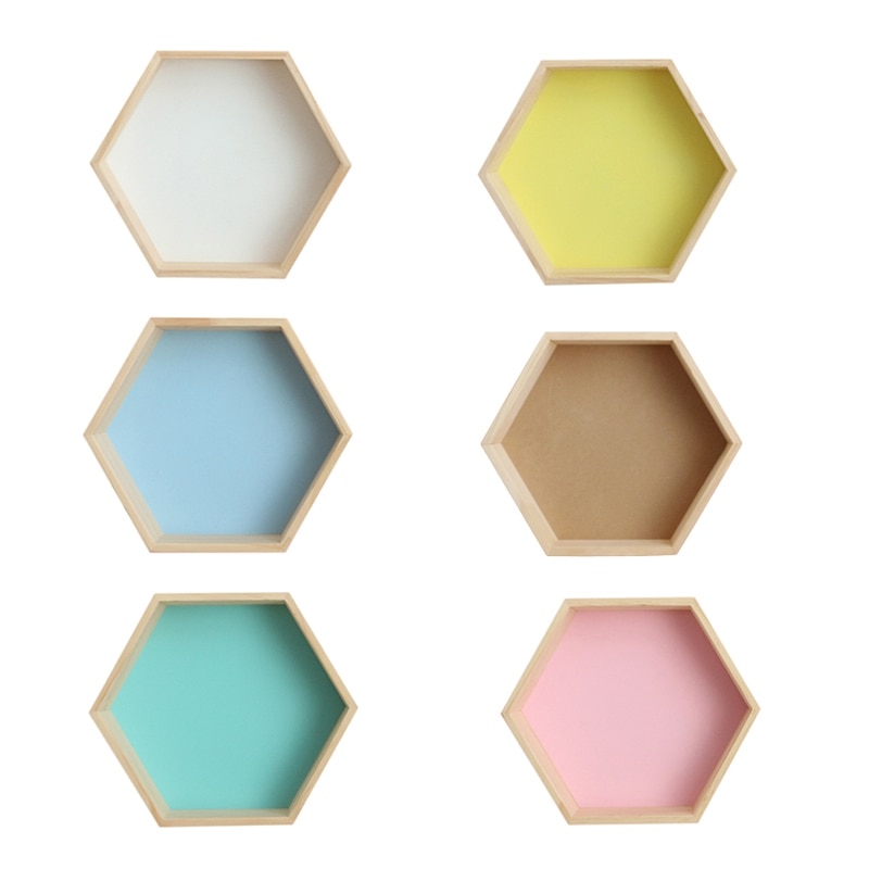 Estantería hexagonal de estilo nórdico para decoración de habitación de niños, panal de abeja de madera, para decoración de dormitorio de bebés y niños
