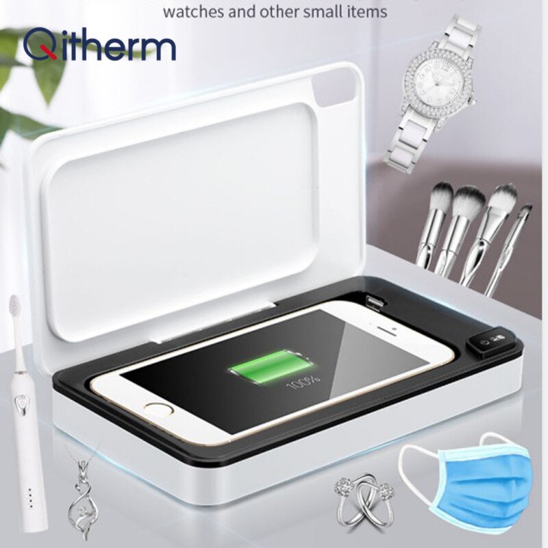 Qitherm Multifunctional Sterilizing Box UV Sterilization Wireless Charge Mobile Phone Disinfection Cosmetics and Phone
