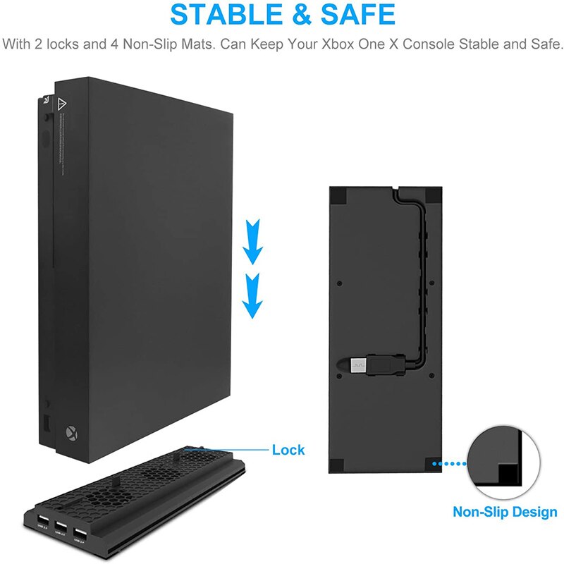 Rack di raffreddamento verticale con 3 porte USB per Xbox One X staffa ventola di raffreddamento compatibile solo per compatibile con Xbox One X