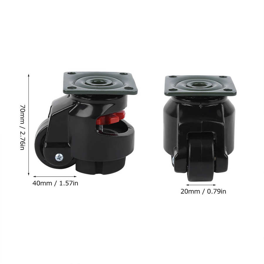 4pcs Black Nylon Level Adjustment Caster GD-40F Heavy Duty Industrial Roller Wheel Leveling Caster Wheels