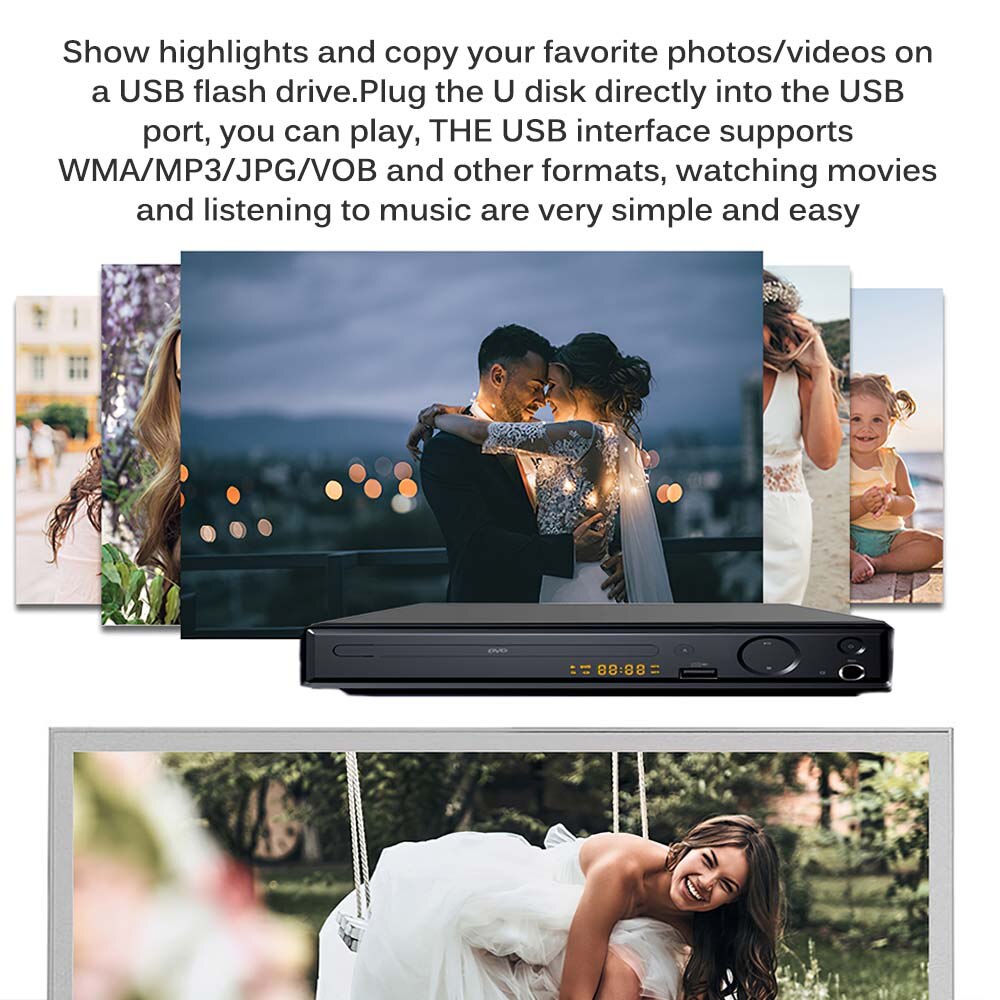 High Definition Plastic Home DVD Players Portable HDMI DVD Player VCD Player Supports U Disk Playback Power Off Memory