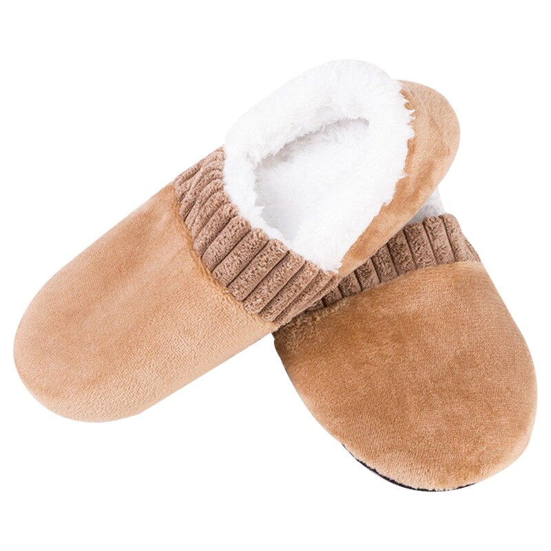 Men Soft Slippers House Floor Socks Anti-slip Indoor Winter Warm Slipper J55: champagne