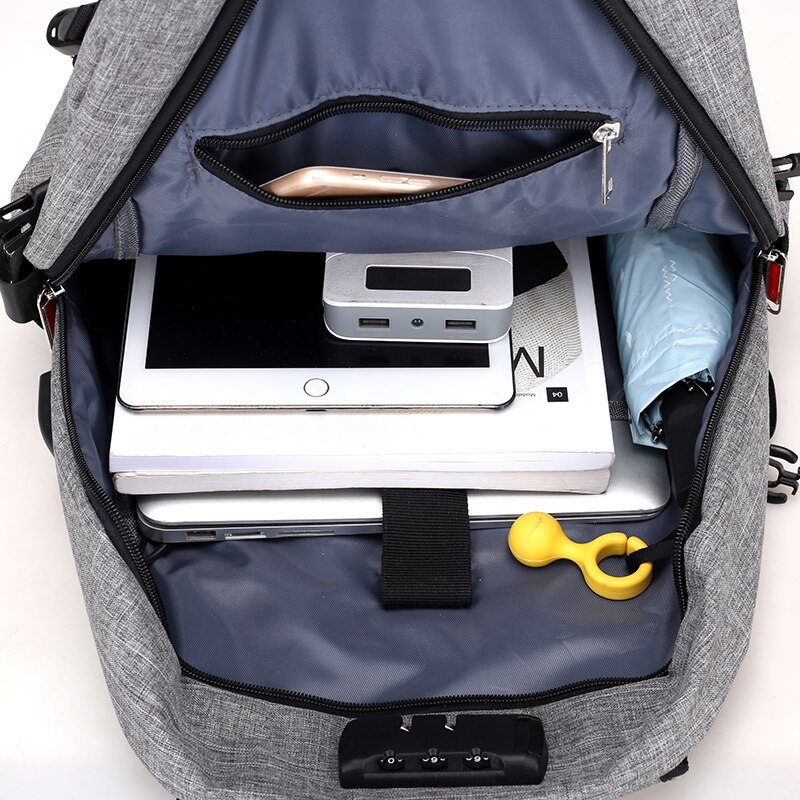 Sichere rucksack Oxford Große Kapazität mochila con seguridad rugtas mit kabel mit Sicherheit Codiert Lock USB Kabel und Port Männlichen