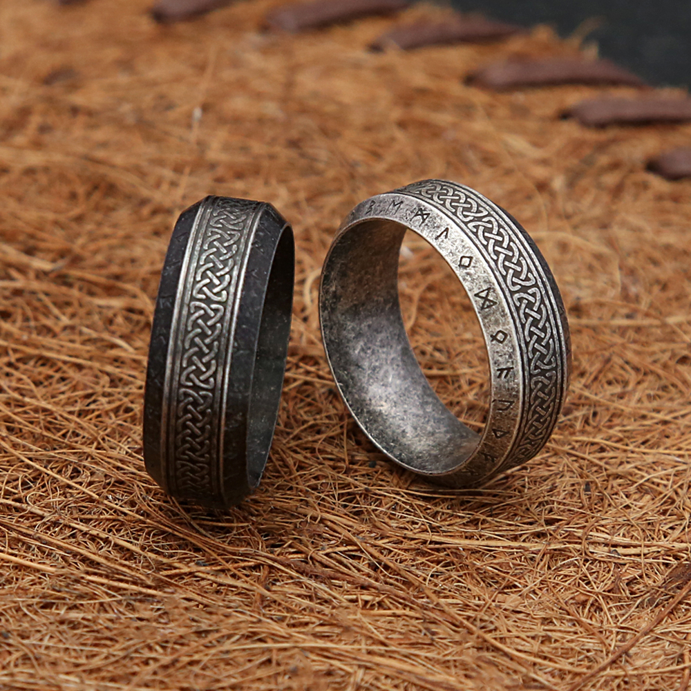 Vintage enkel vikinga runring för män och kvinnor rostfritt stål nordiska keltiska knutringar par amulettsmycken
