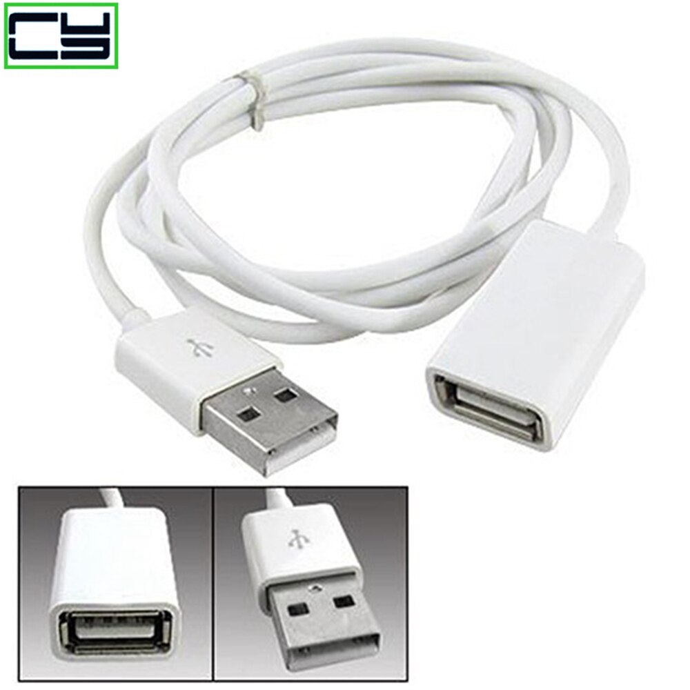 Wit Pvc Metalen Usb 2.0 Man-vrouw Extension Adapter Cable Cord 1M 3Ft 6TY