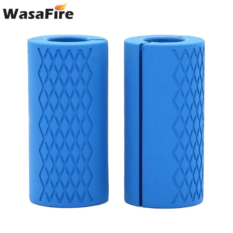 1 paio manopole con manubri bilanciere maniglie a barra spessa Kettlebell Grasso presa supporto per sollevamento pesi silicone antiscivolo proteggi pad: Blu