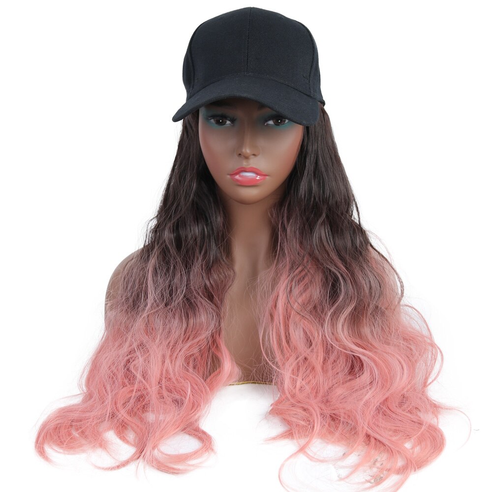 ONYX-peluca con gorro de béisbol para mujer, peluca de cabello de 22 ", gorra sintética ondulada, extensión de cabello, conexión natural, ajustable, para: #1B