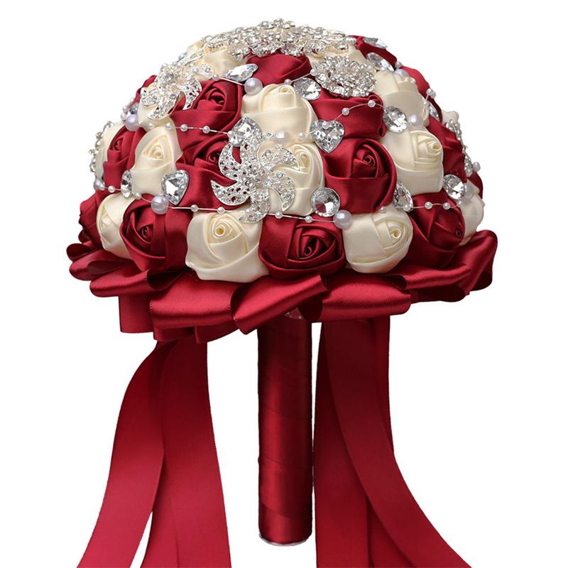 Bruid Bruiloft Boeket Lint Bruidsboeket Bloem Bridal Bruid Bruiloft Boeket: Red