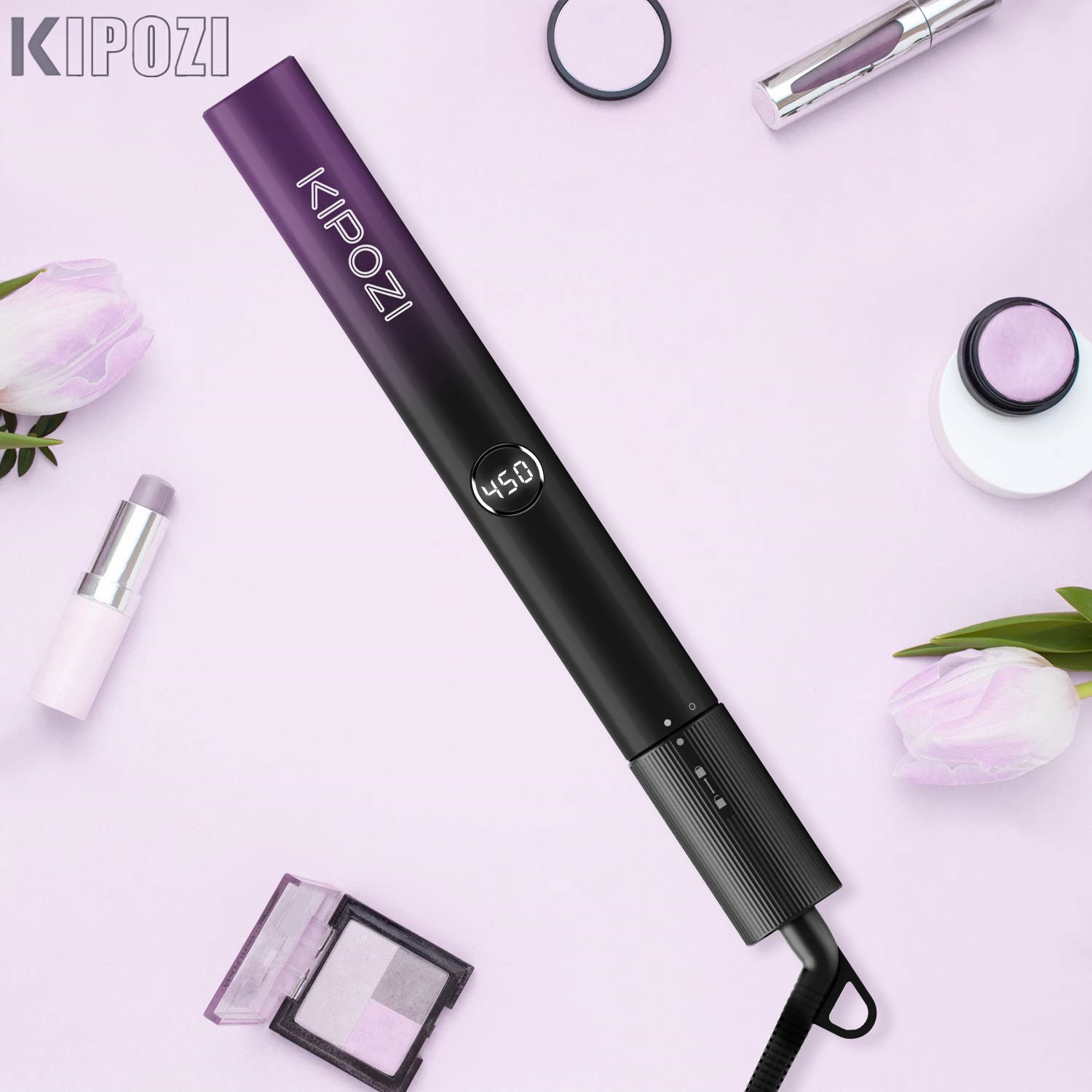 KIPOZI-alisador de pelo V7, plancha eléctrica 2 en 1 de hierro rizado, calentamiento rápido PTC, 60 Min, herramienta de salón de apagado automático para el cuidado
