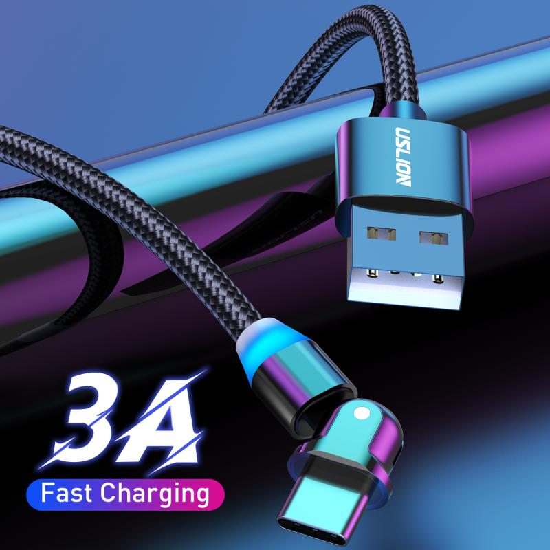 90° Elbow Support QC3.0 Fast Charging Soft Light With Lights Type-C Data Cable For Mobile Phones And Tablets