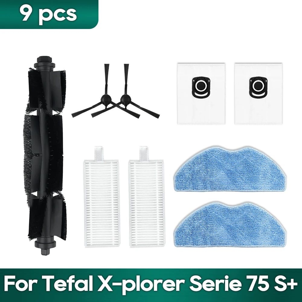 Fit For Tefal Rowenta X-plorer Serie 75S RR8577WH, 75S+ RG8597W / RR8587WH Accessories Brush Hepa Filter Mop Wipe Dust Bag