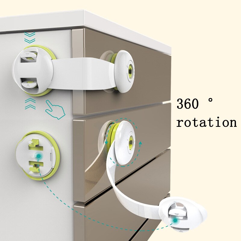 Cerradura de seguridad para niños, bloqueo de rotación de 360 °, protección de puerta de muebles, seguridad para bebés, Protector de dedos para cajones, bloqueador de armario