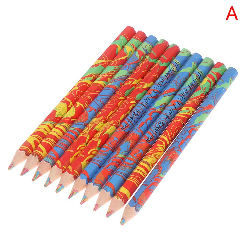 10Pcs Regenboog Potloden Kleurrijke School Schrijven Briefpapier Tekening Painting Potlood Kunst Levert Houten Schilderij Materiaal: A