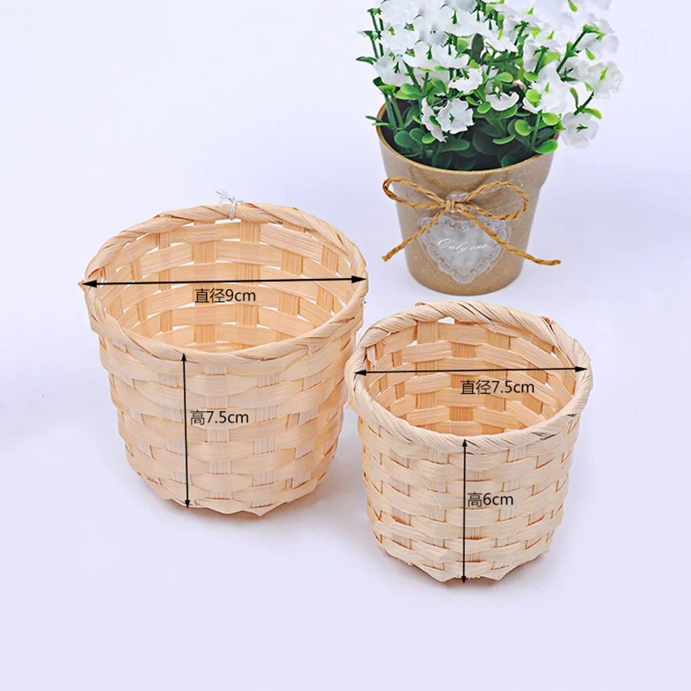 Pot de fleur de jardin en bambou fait à la main, panier WUNICEF, patchwork de paille, rotin, jonc de mer, pots de pépinière d'évaluation de stockage, 1 pièce,