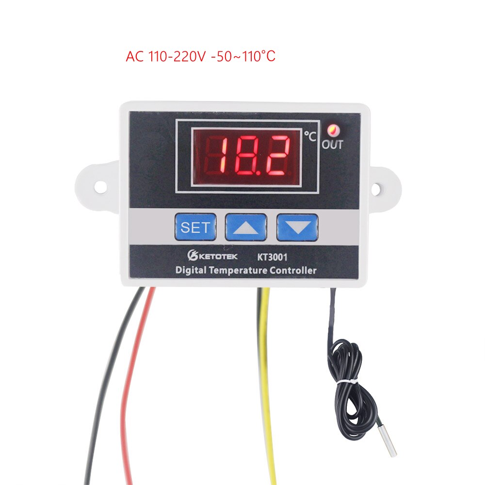 Digital Thermostat Regulator KT99 AC 220V 12V 24V 10A Direct Output Microcomputer Temperature Controller Switch NTC/K Sensor: 110-220V NTC 3 keys