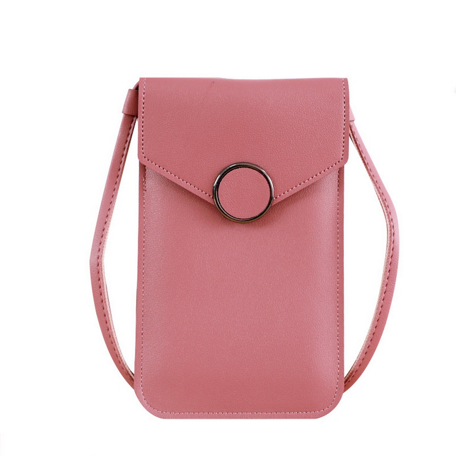Vrouwen Tas Touch Screen Mobiele Telefoon Purse Smartphone Portemonnee Lederen Schouderband Handtas S10 Huawei P20: dark pink