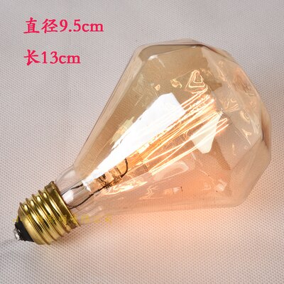 Vintage edison tungsten glödlampa  e27 skruv glödlampa 40w watt diamant dekorativ retro industriell belysning ljuskälla: G95 220v