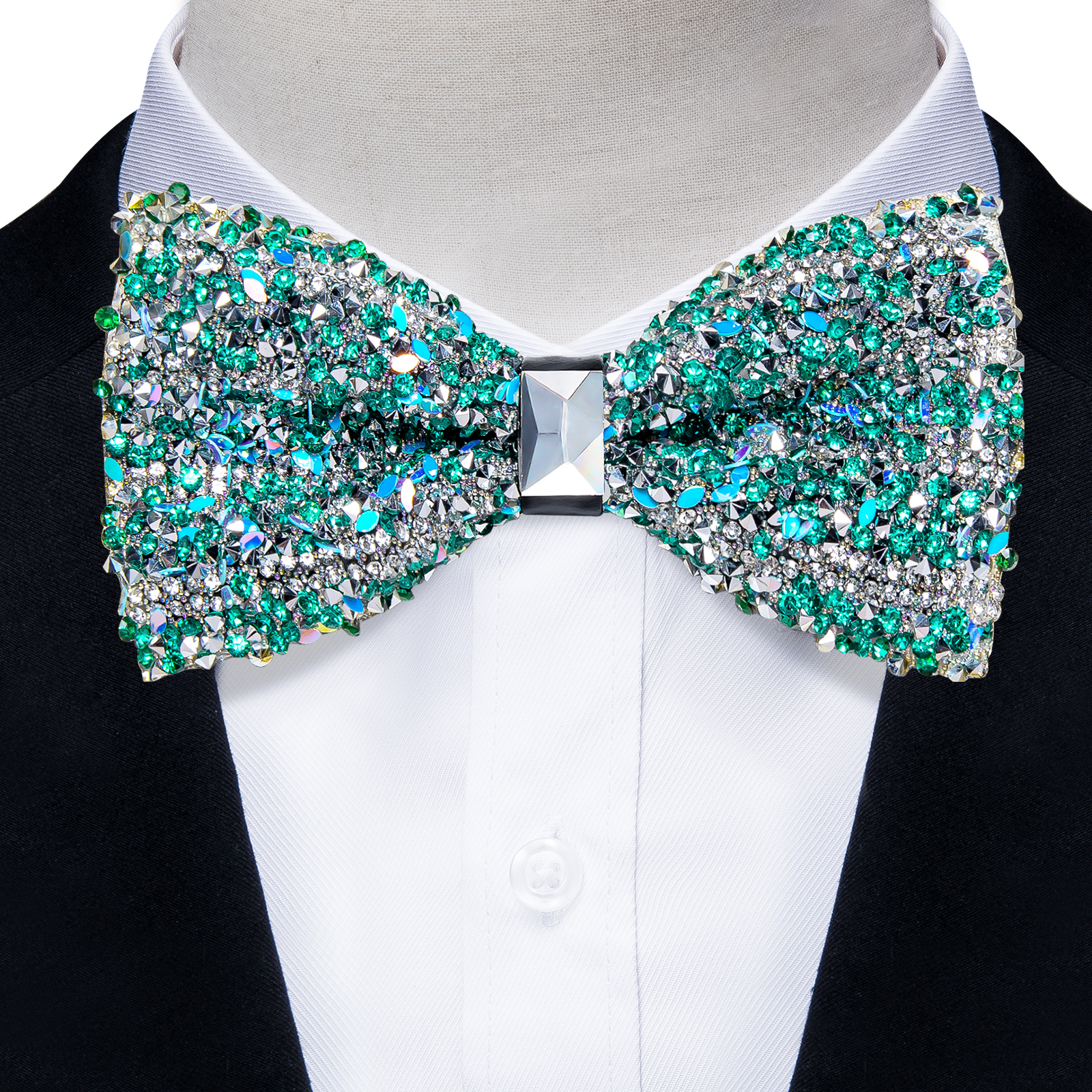 Pajaritas con diamantes de imitación brillantes para hombre, pajarita con lentejuelas de diamantes preatada y longitud ajustable para de boda: Rojo rosado