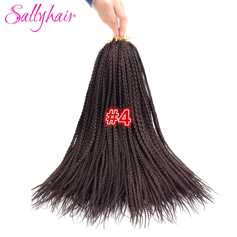 Sallyhair 18 Inch Haak Doos Vlechten Hair Extensions Bruin Synthetische Vlechten Haar Lage Temperatuur Fiber: #4 / 1 Stks/partij