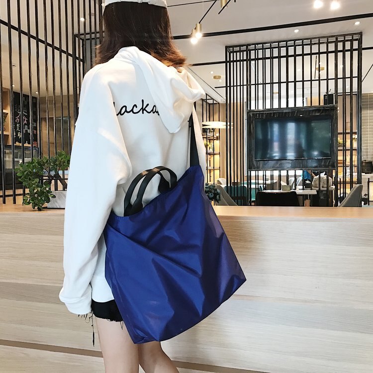 Sacs à main multifonctions en Nylon pour femmes, sac de voyage de grande capacité tendance, sacs de sport pour Shopping, sacs à bandoulière noir et bleu LW0156: blue