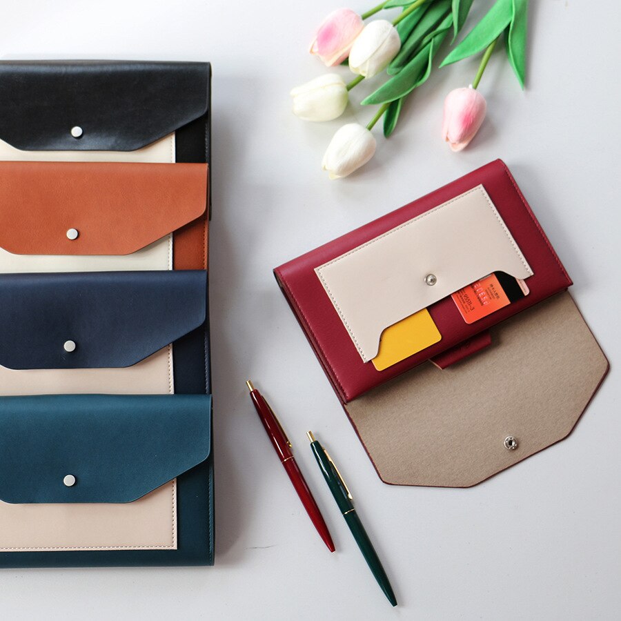 Business notebook cover A6 PU notebook weekly planning time management schedule notebook leather bill paper storage bag