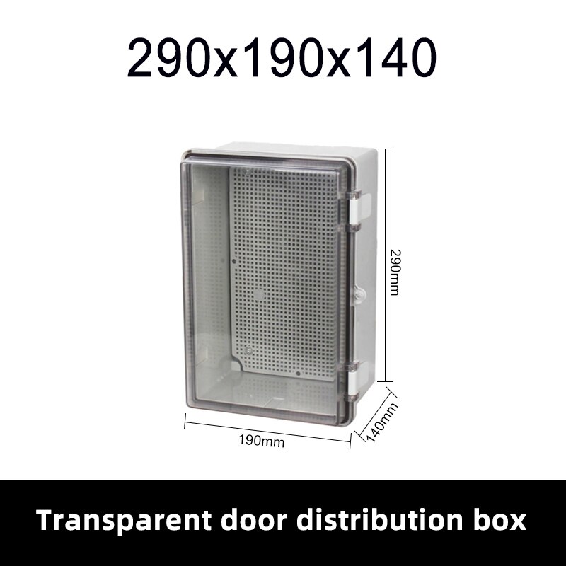 HS7 IP66 Outdoor Surface Mounted Transparent Electrical Base Junction Box Tower Buckle ABS Plastic Waterproof Distribution Box: 290x190x140-T