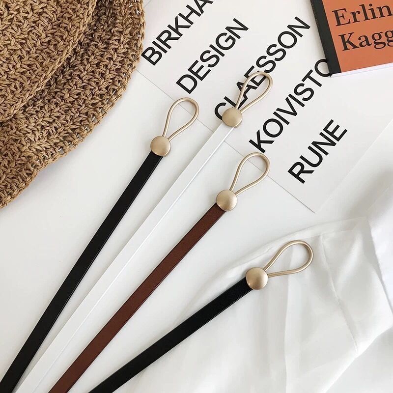 Skinnbelter for kvinner belte gullnål damebelter svart brune fritidsbelter til damefest kule kjole