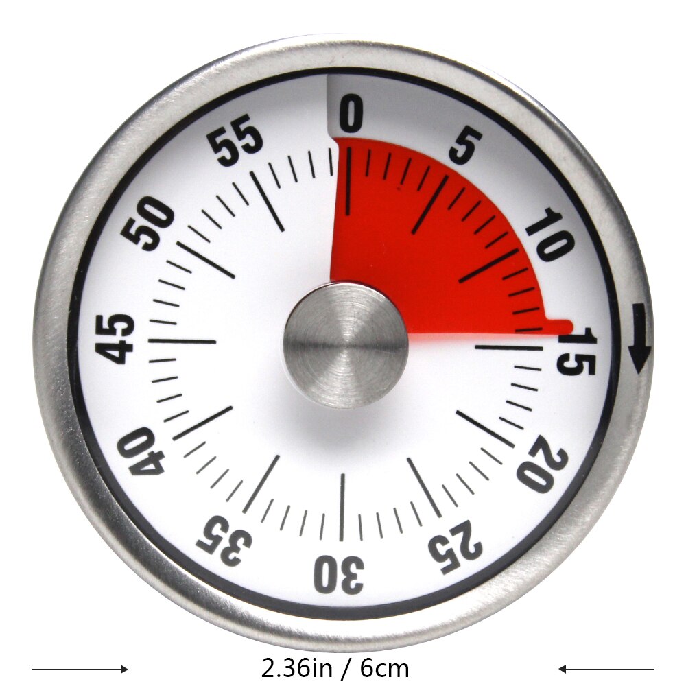 Stainless Steel Mechanical Kitchen Timer Magnet Round Shape 60 Minutes Countdown Cooking Clock Alarm Time Reminder