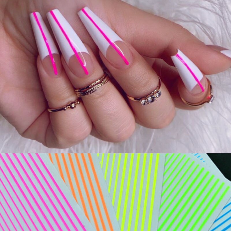 Nail Art 3D Decal Stickers Neon Curve Streep Lines Zelfklevende Striping Tape Acryl Nagels Tool