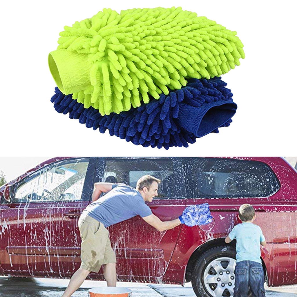 2 uds guantes de lavado de coches de microfibra esponja para limpieza de ventanas suministros de limpieza paño de toalla guantes de lavado lavadora 45