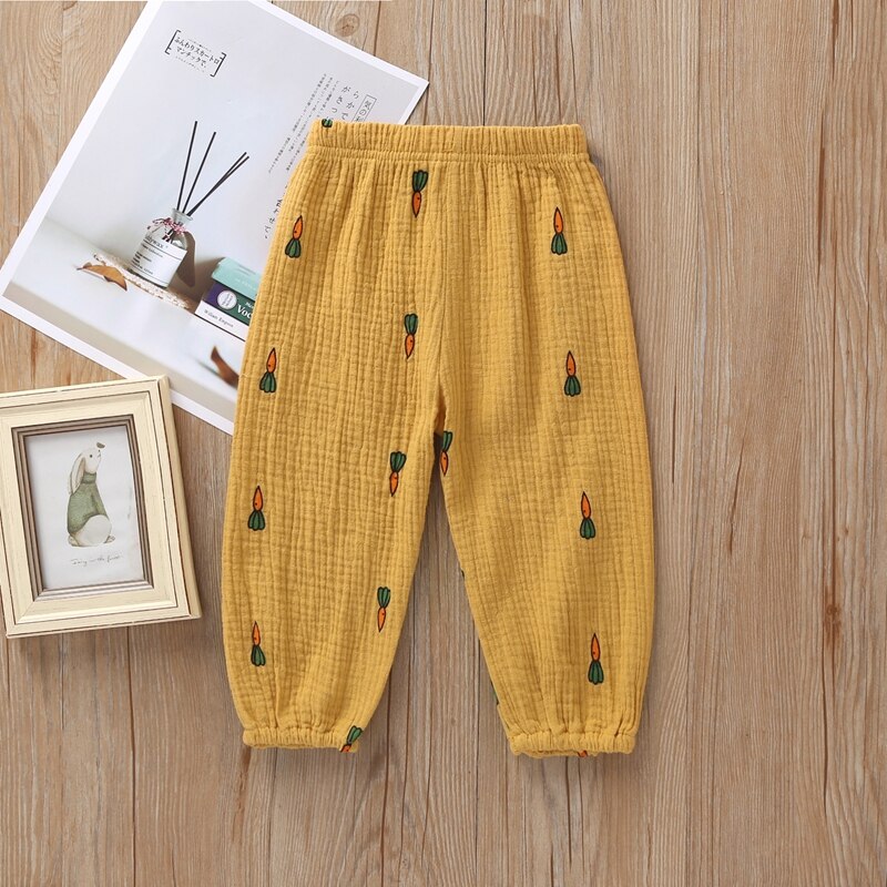 Höst barn bebis pojkar flickor bomull casual prickiga långbyxor småbarn leggings haremsbyxor uk: Gula morötter / 18m