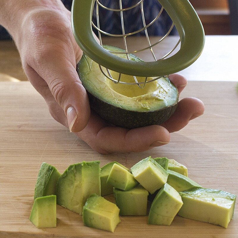 Avocado Cutter Peel Pulp Separator Keuken Groente Tool Slicer Avocado 3 In 1 Mes Voor Snijden Avocado Duurzaam, 2 Pcs