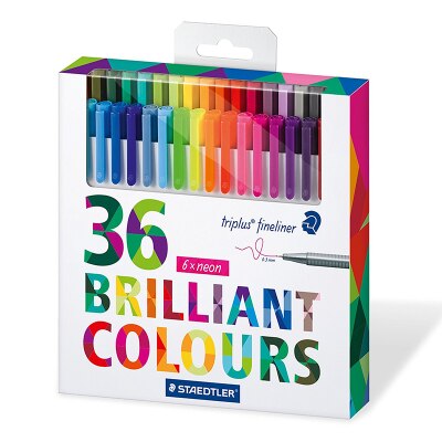 STAEDTLER 334 Triplus Fineliner bolígrafos brillantes colores lápiz de líneas finas rotuladores de arte/15/20/30/36/42/48 colores 0,3mm para pintura: 36 Colors Set
