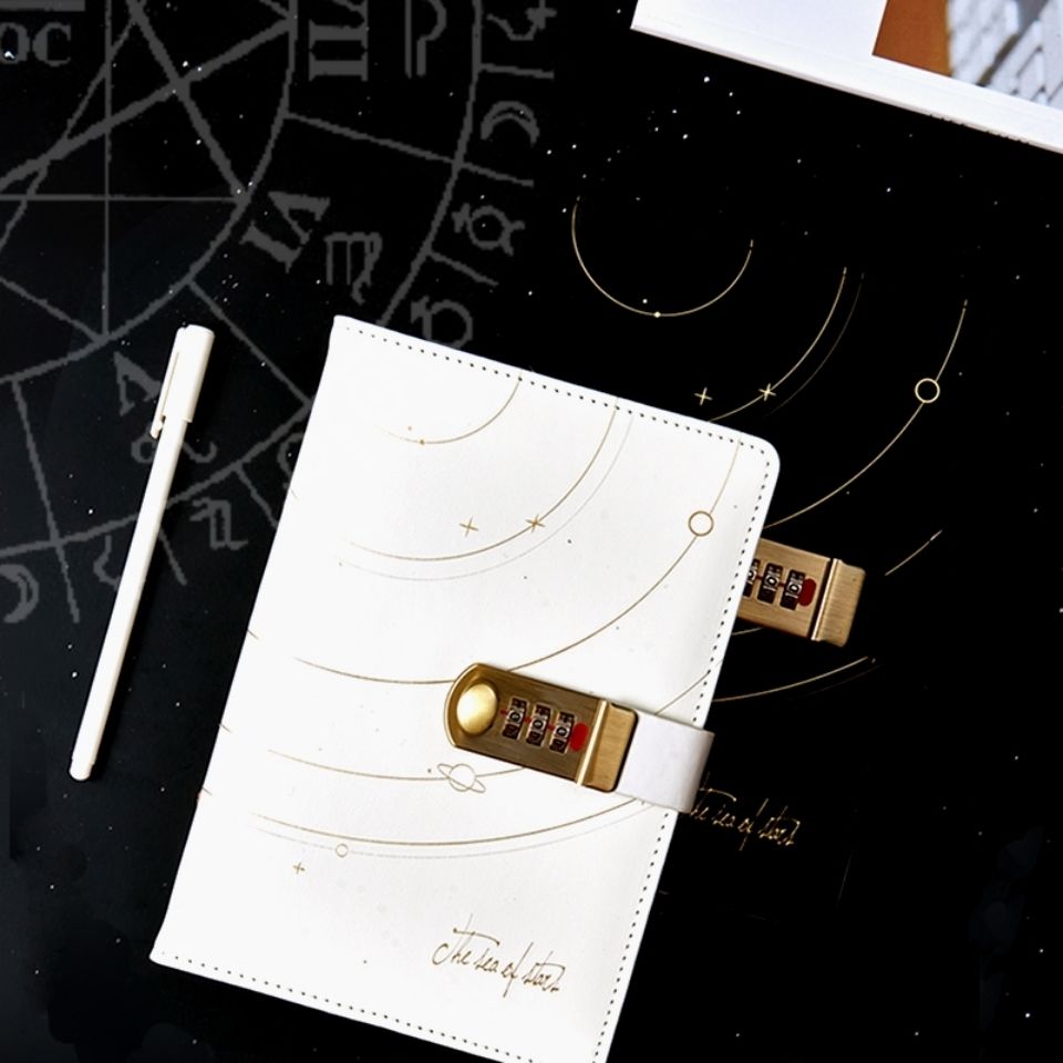 Livre de code planète cosmique avec serrure, carnet rétro pour étudiants, bloc-notes pour garçons