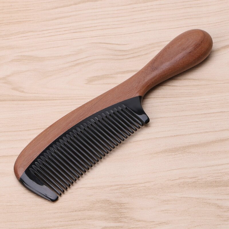 Pro Natural Ox Horn Green Sandalwood Fragrant Comb Wooden Handle Combs Hair Care