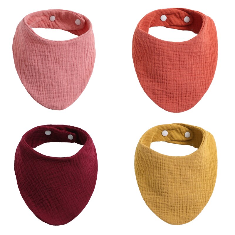 4Pcs/ Lot Cotton Baby Bibs Adjustable Triangle Newborns Saliva Towel Toddler Baby Boys Bib Burp Cloth Scarf Baby Shower: WKD40008