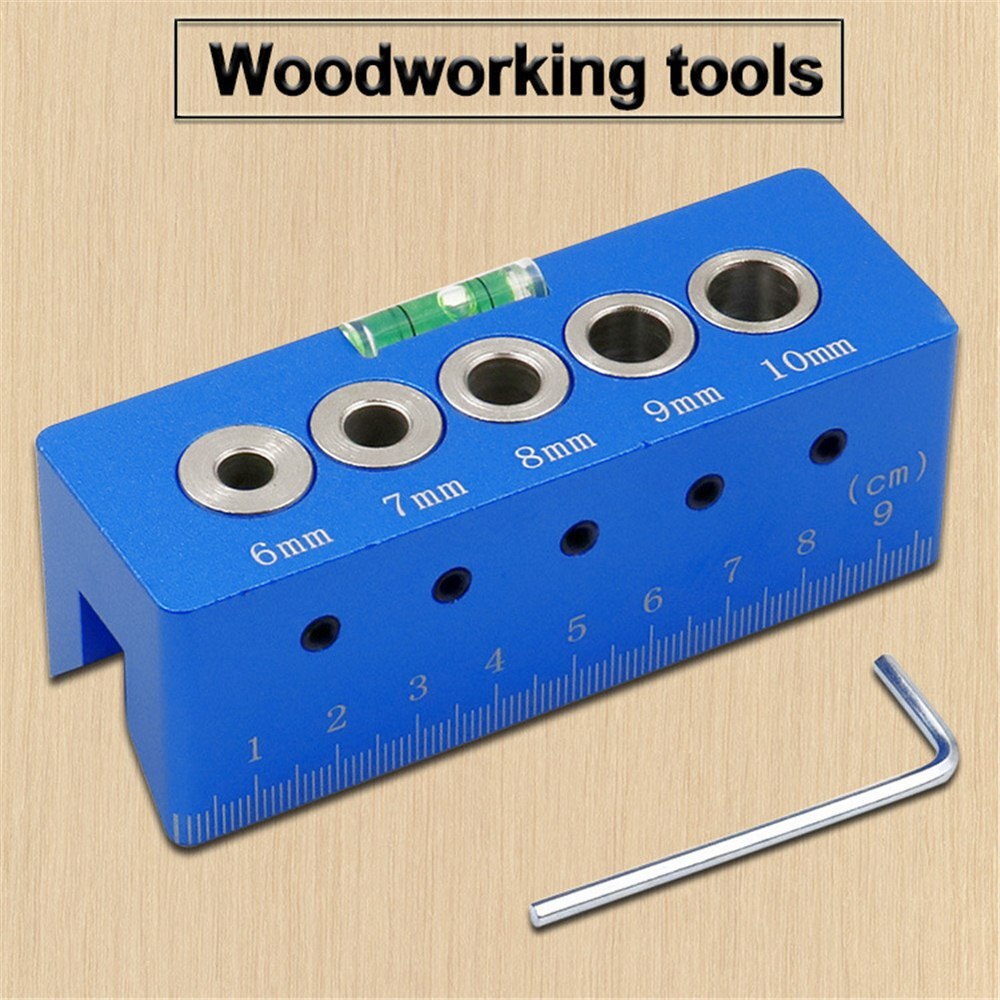 Drill Guide Locator Jig 6/7/8/9/10mm Handheld Pocket Hole Jig Set Woodworking Wood Dowel 90 Degree Drill Straight Angle Locator