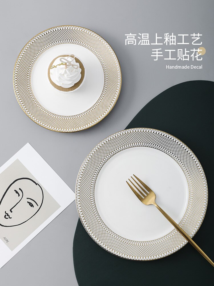 Light Luxury Phnom Penh Ceramic Plate Net Red Dinner Plate Home Pasta Steak Large Plate