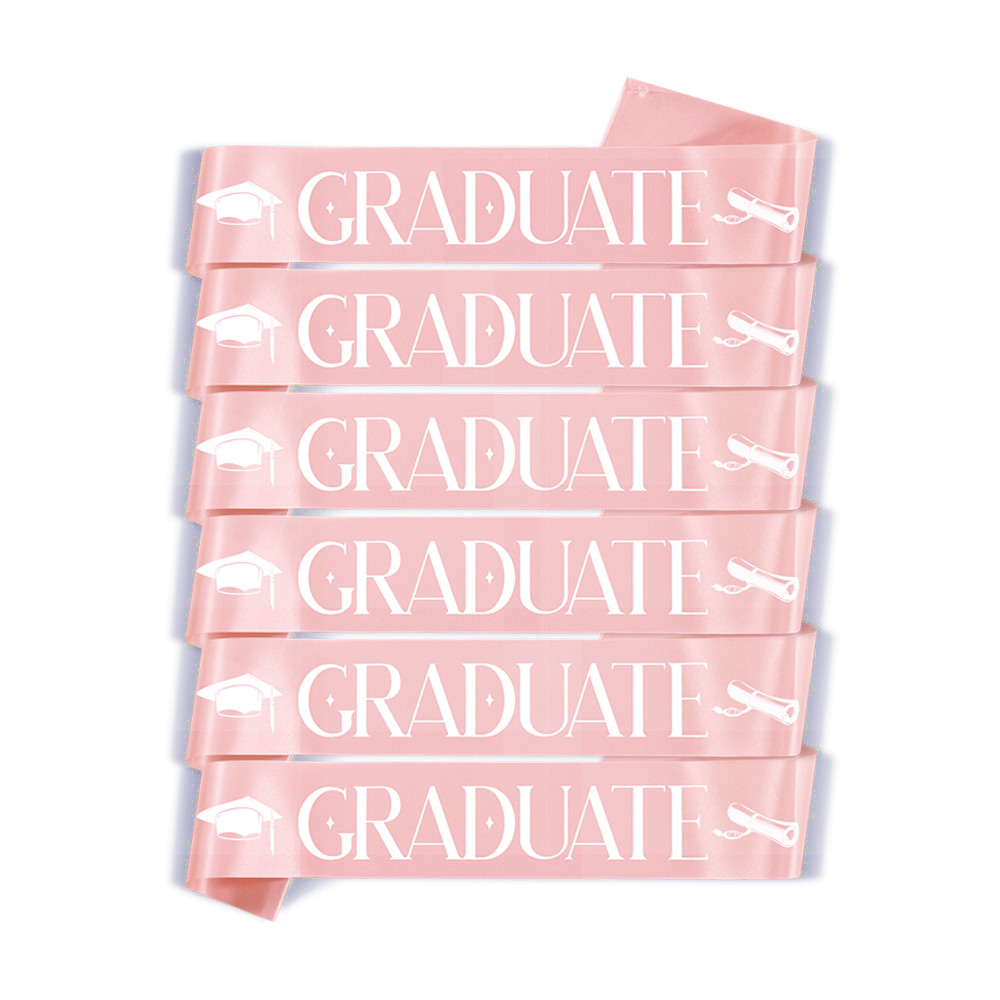 Set of 6 PCS Graduation Sashes I Graduated Sash Graduate Sash Graduation Party Decoration Photo Booth Props: Rose Gold (B)