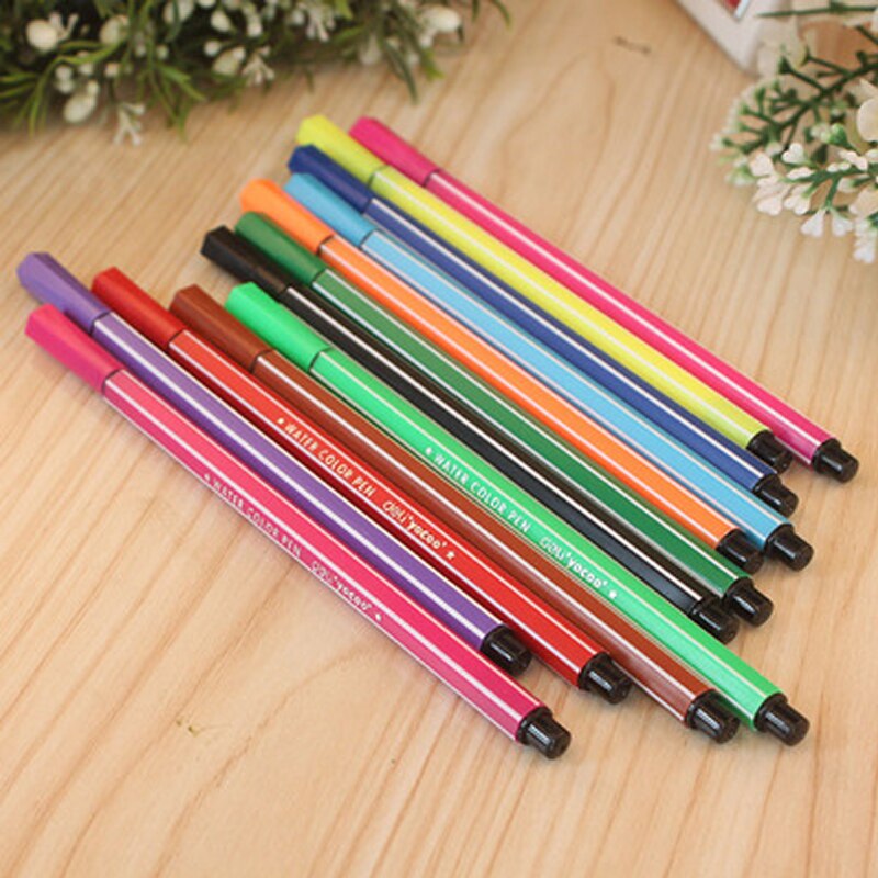 12 farbe faser stift aquarell pen-set farbe waschbar malerei stift grundschule kinder malerei helfer