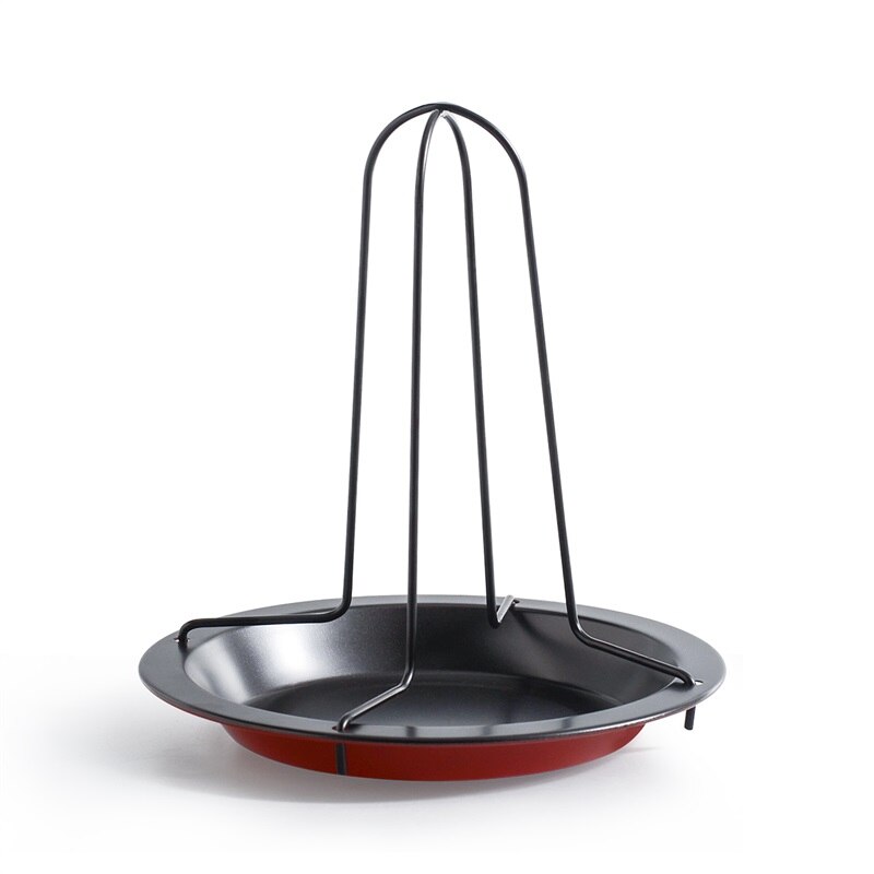 Carbon Steel Upright Chicken Roaster Rack With Bowl Tin Non-stick Cooking Tools Barbecue Fork Bake Pan BBQ Tools Accessories