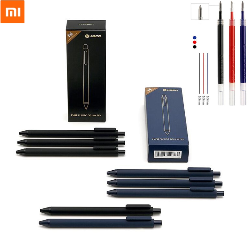 5 stks/pak Xiaomi KACO Teken Pen 0.5mm Pen Ondertekening Pen ABS Glad Inkt zwart Blauw Rood Groen Kleurrijke Refill student School Office