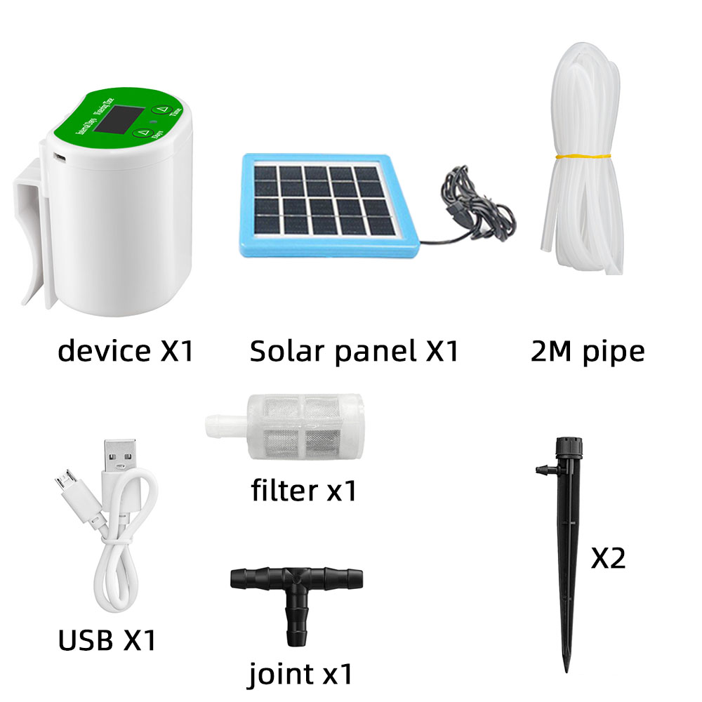 Pumpe Intelligente Tropfbewässerung Wasserpumpe Timer System Garten Automatische Bewässerung Gerät Solar- Energie Aufladen Topfpflanze: WEISS