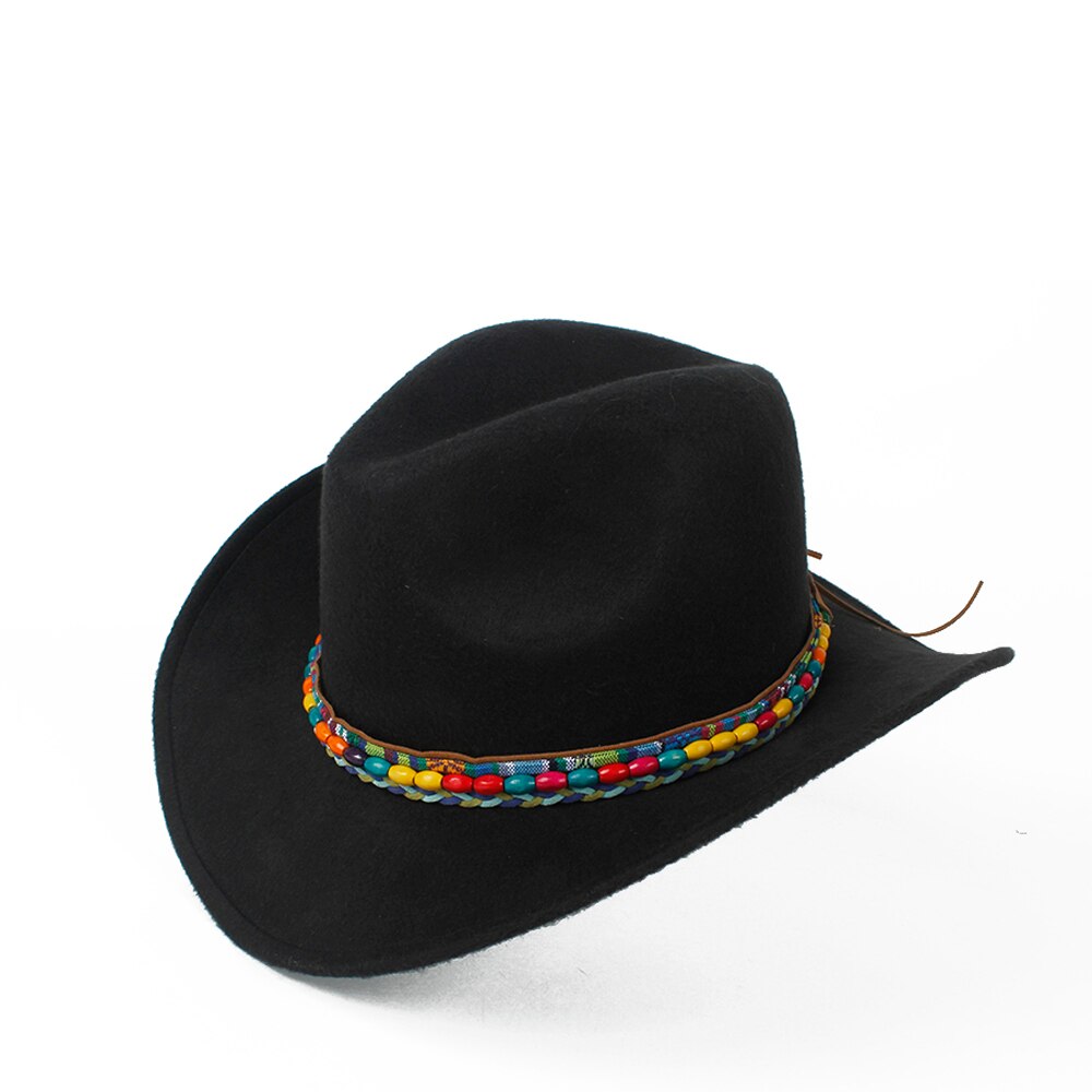 Barn ull ihålig western cowboyhatt roll-up brätte pojke flicka outblack sombrero hombre jazz keps storlek 52-54