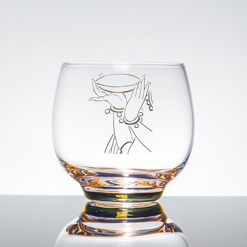 150ml zen handmålad buddha hand lotus kopp värmebeständig glas tekopp master kopp te skål kung fu te set teware drinkware: B