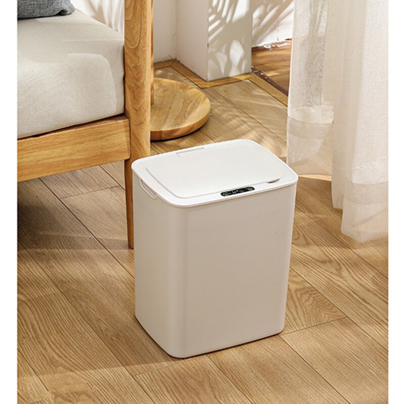14L Automatic Touchless Smart Infrared Motion Sensor Rubbish Waste Bin Kitchen Trash Can Garbage Bins Home Cleaning Tool: white / Battery
