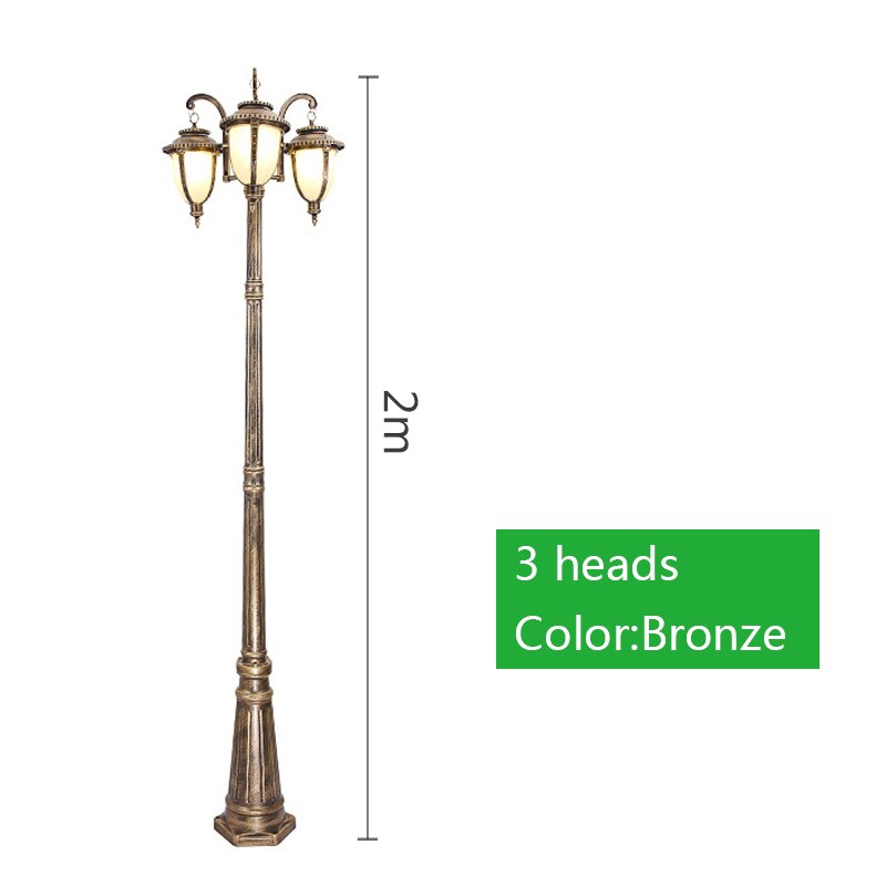 Waterproof Led Street Light Yard Outdoor Lamp Industrial Garden Square Highway Area Parking Lighting Garden park LED Road lamp: Bronze 3 heads 2M